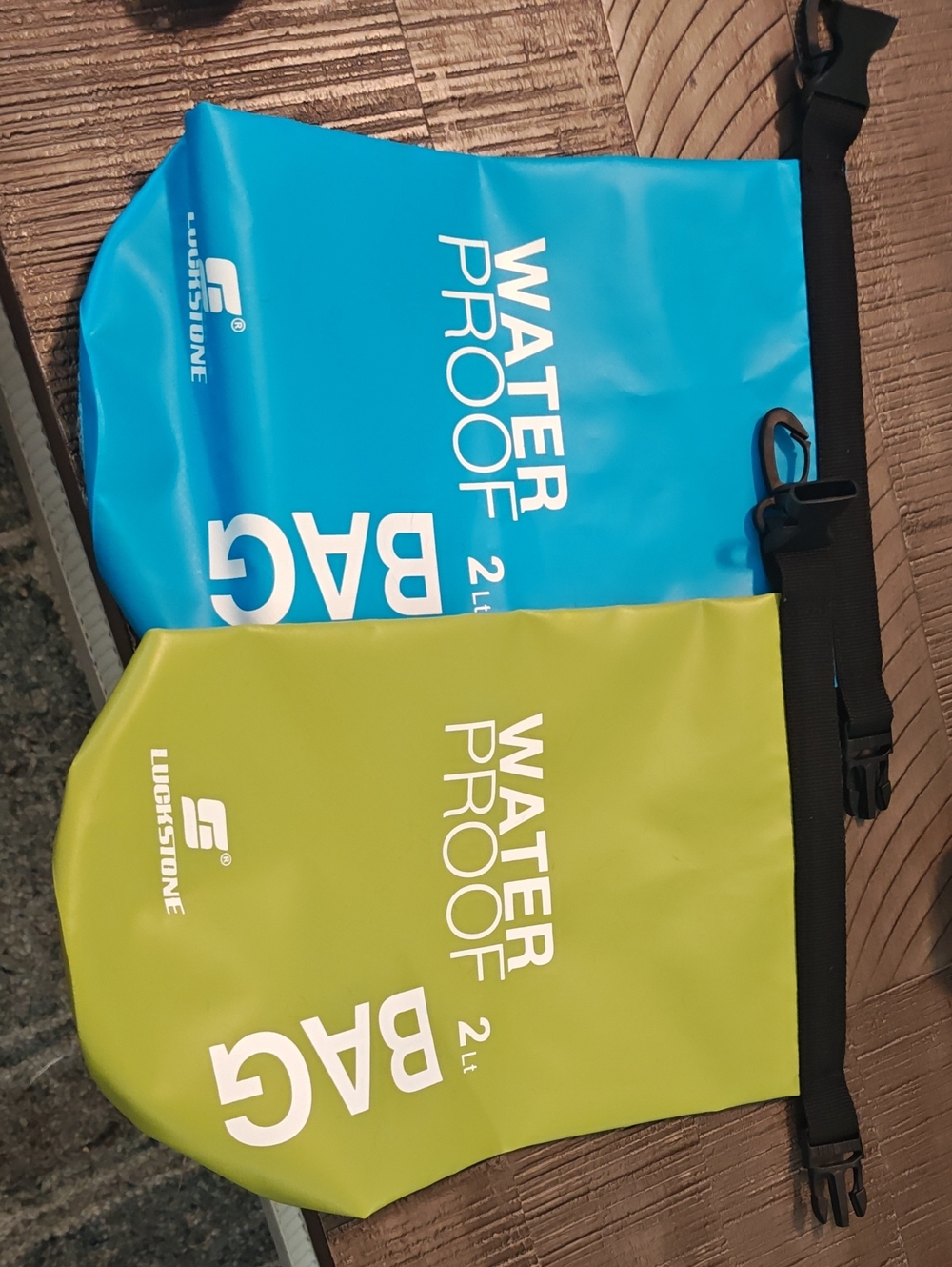 LUCKSTONE Waterproof Roll-Top Dry Bag Set - Blue & Lime
